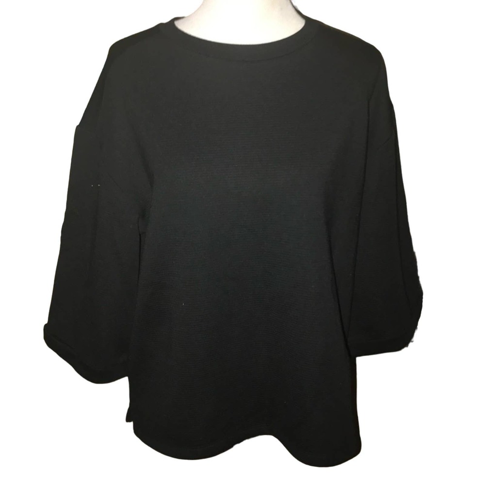 A NEW DAY BLACK OVERSIZED PULLOVER VERSATILE BLOUSE LARGE